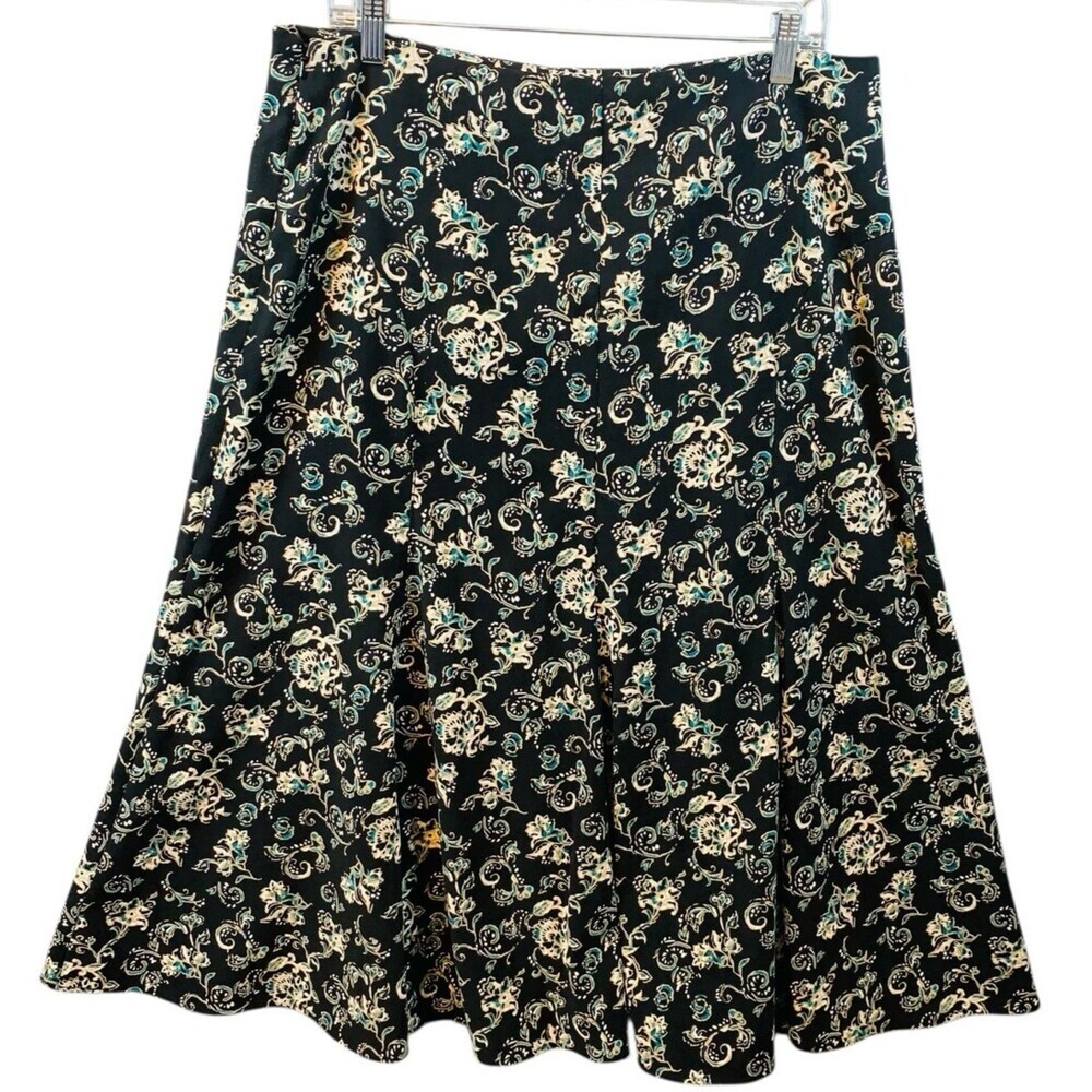Christopher & Banks Floral Flare Skirt Size 12 Side Zipper w/Stretch Boho Gypsy